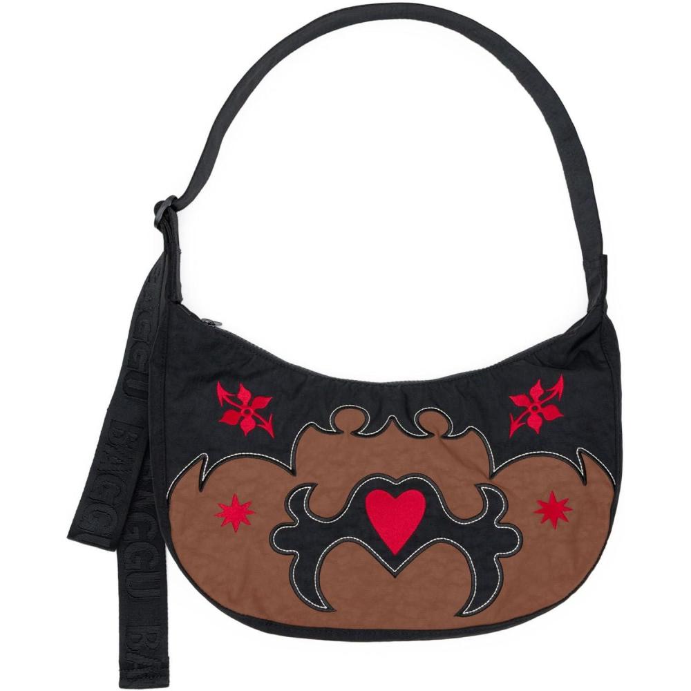 imageBAGGU Medium Nylon Crescent BagWestern Appliqu
