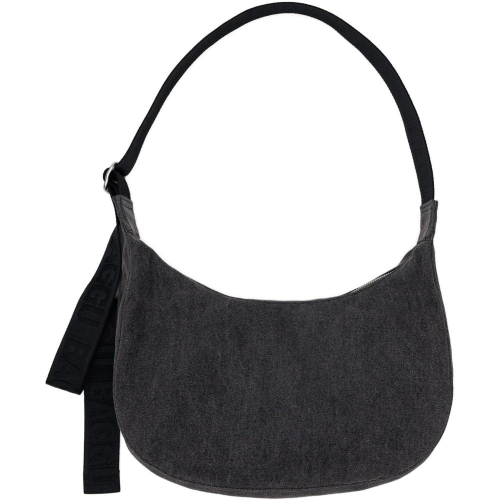 imageBAGGU Medium Denim Crescent Bag  Washed Black Denim