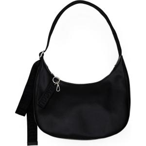 Medium Recycled Leather Crescent Bag – Black