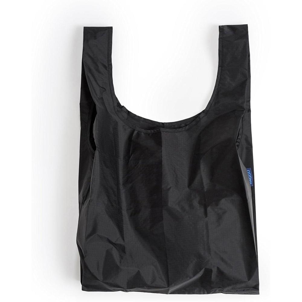 imageBAGGU Standard Reusable Shopping Bag Ripstop Nylon Grocery Tote or Lunch BagBlack