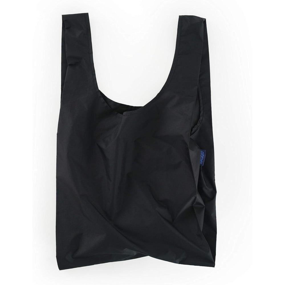 imageBAGGU Standard Reusable Shopping Bag Ripstop Nylon Grocery Tote or Lunch BagRecycled Black
