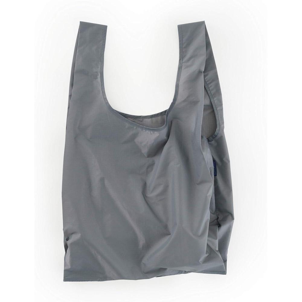 imageBAGGU Standard Reusable Shopping Bag Ripstop Nylon Grocery Tote or Lunch BagRecycled Gray