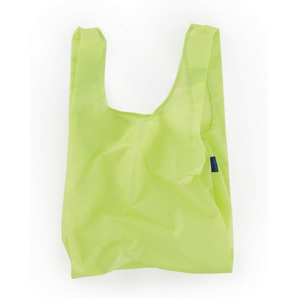 imageBAGGU Standard Reusable Shopping Bag Ripstop Nylon Grocery Tote or Lunch BagRecycled Lime