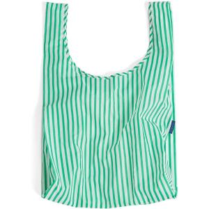 BAGGU Standard Reusable Shopping Bag, Ripstop Nylon Grocery Tote or Lunch Bag(Mint Stripe)