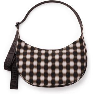 BAGGU Medium Nylon Crescent Bag(Blurred Gingham Brown)