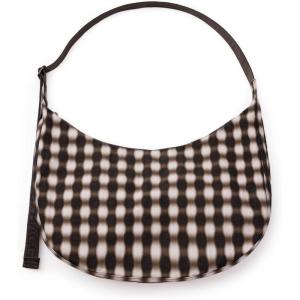 Large Nylon Crescent Bag(Blurred Gingham Brown)