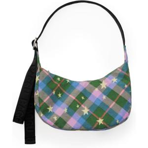 BAGGU Small Nylon Crescent Bag(Green Star Plaid)