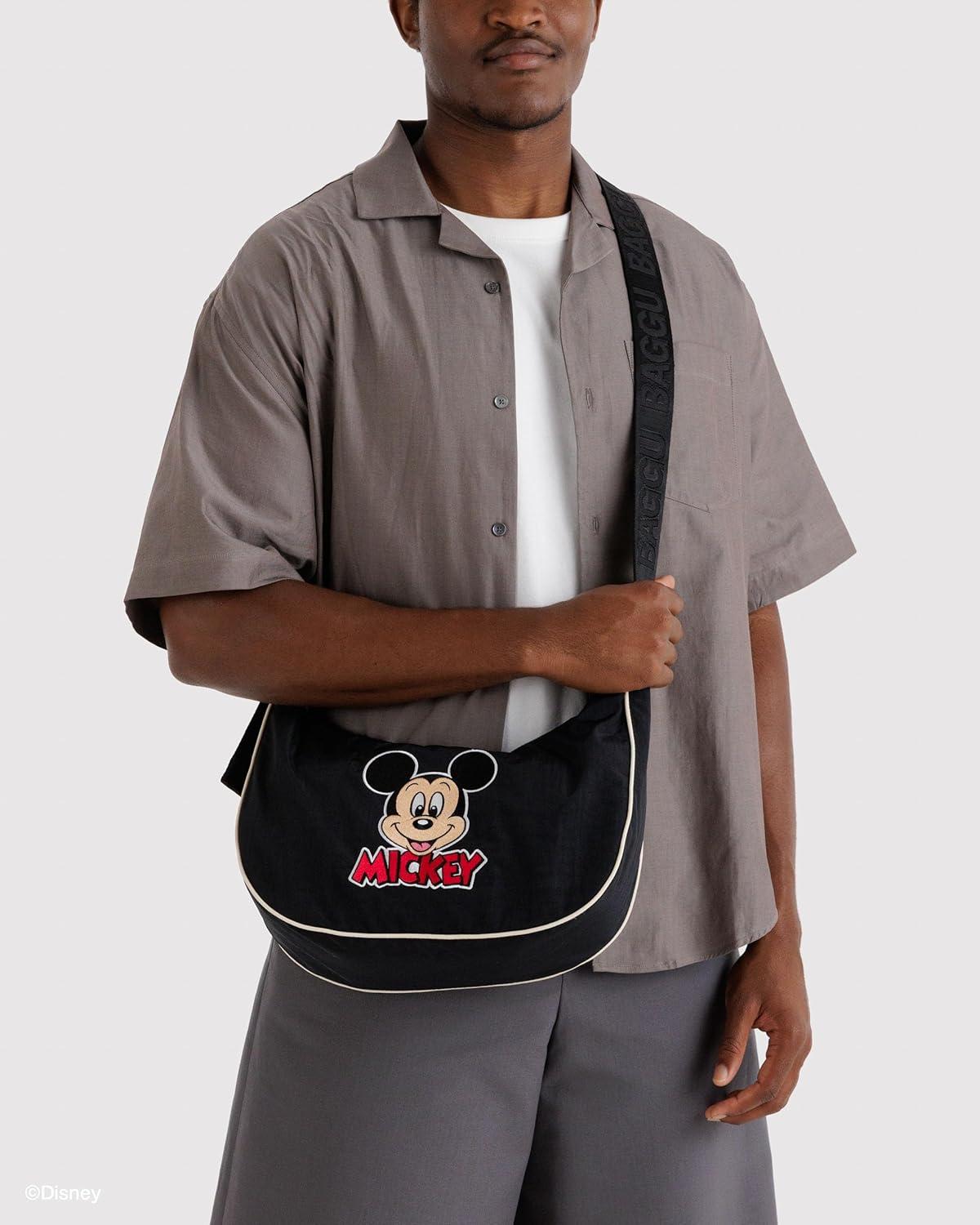 imageBAGGU Medium Nylon Crescent BagEmbroidered Mickey Mouse Club