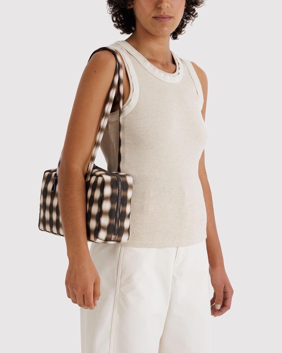 imageBAGGU Nylon Bowler BagBlurred Gingham Brown