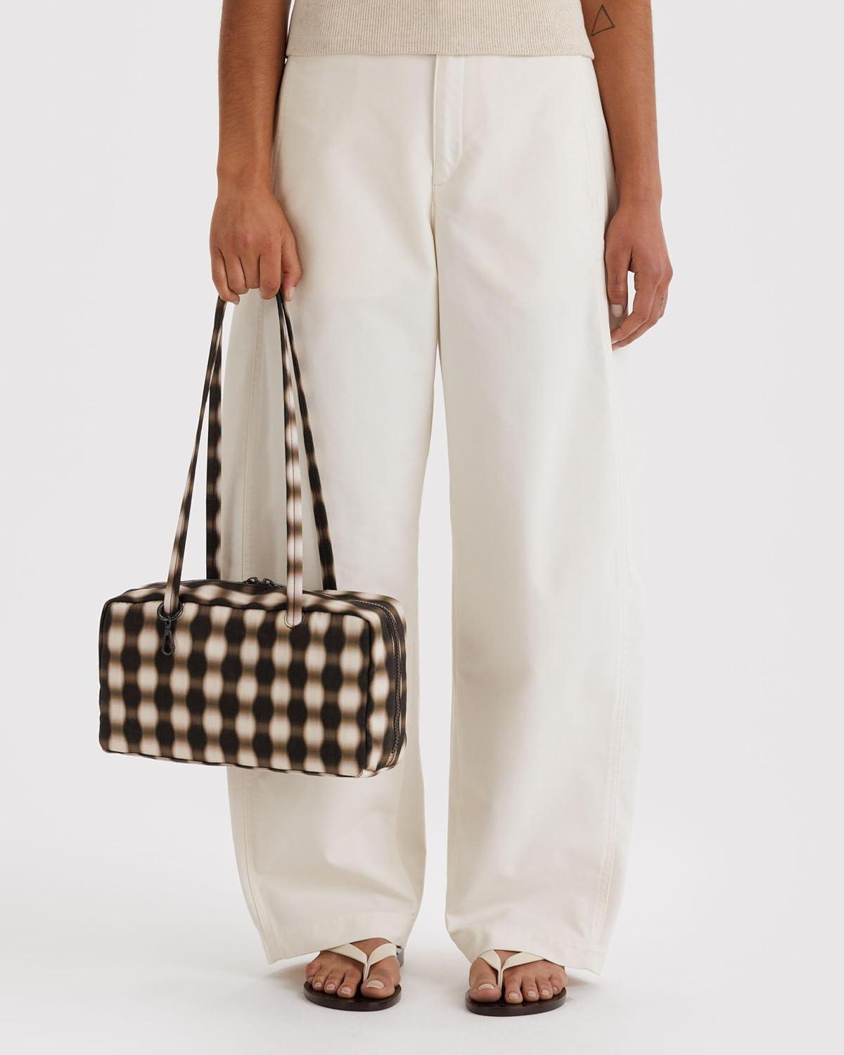 imageBAGGU Nylon Bowler BagBlurred Gingham Brown