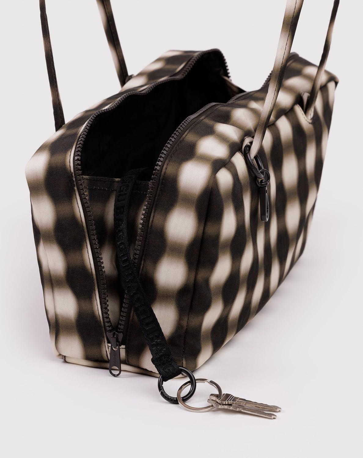 imageBAGGU Nylon Bowler BagBlurred Gingham Brown