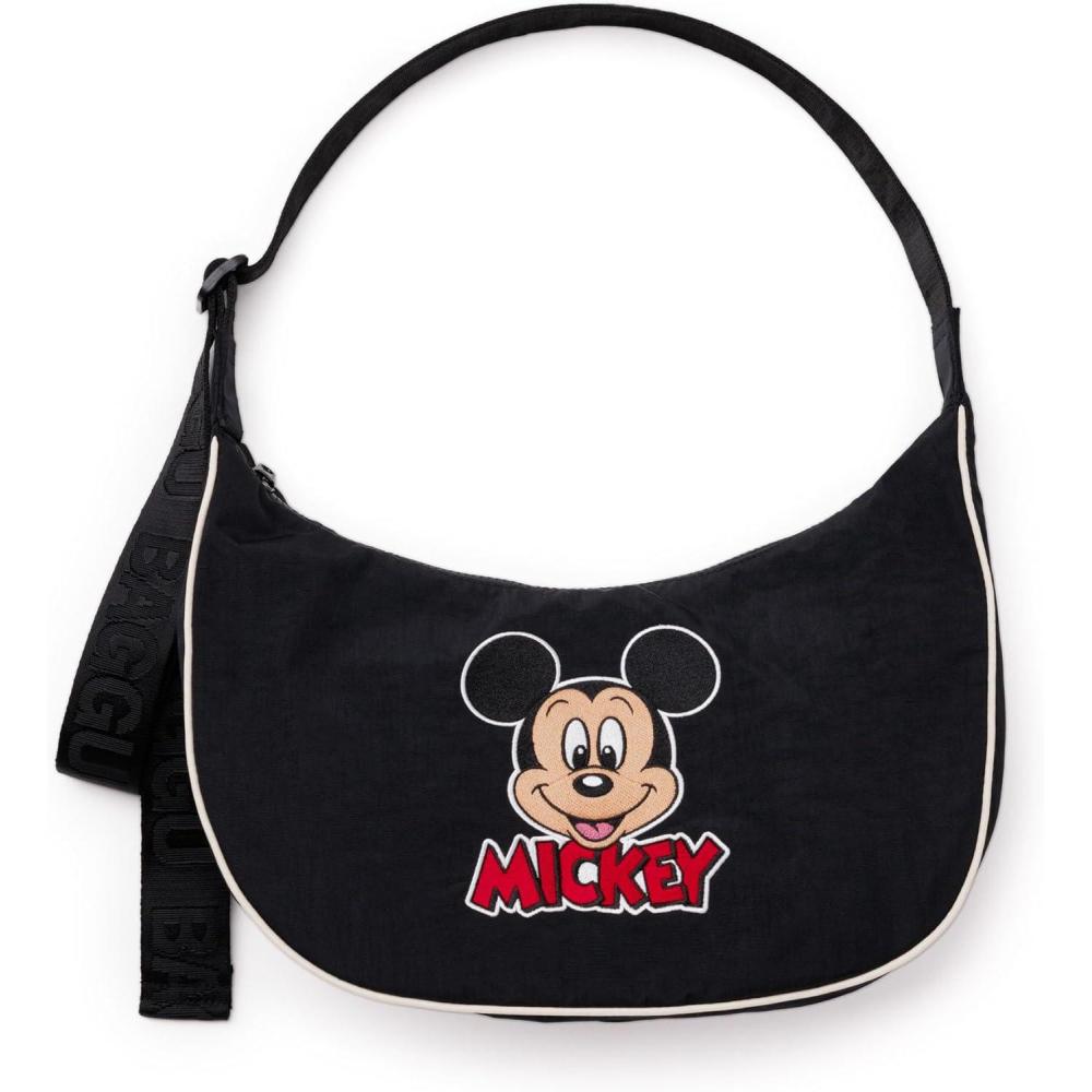imageBAGGU Medium Nylon Crescent BagEmbroidered Mickey Mouse Club